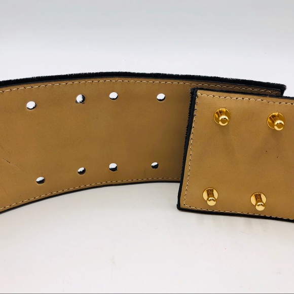 St John women’s Belt. Sz S Black Velvet with Rhinestones  2.25” wide.  34” long main image 5